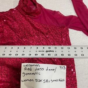 Weissman Red sequin gymnastics dress long sleeves. Size: SA small Adult. SKU713